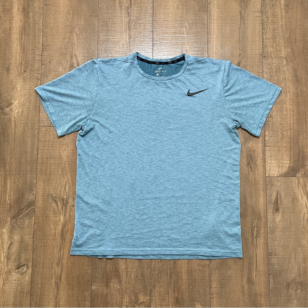 Nike Dri-Fit Athletic Sport Gym Stretch Workout Large T-Shirt Mens Size L Teal
